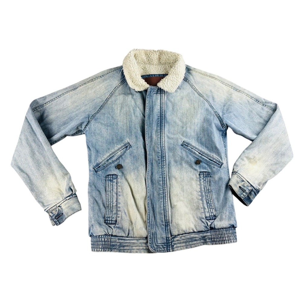 Zanerobe Denim Sherpa Jacket Men M Blue Bomber Cotton Full Zip Streetwear